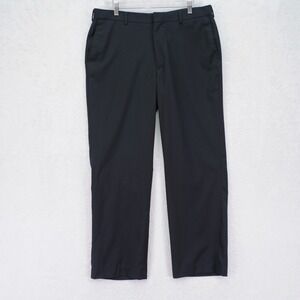 Covington Polyester Rayon Dress Pants Trousers Black Striped 36 / 30 Mid Rise Fl